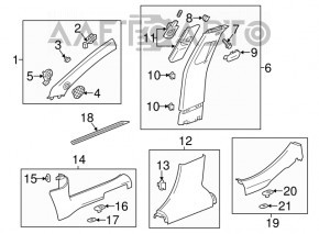 Capacul pragului din spate dreapta pentru Chevrolet Malibu 13-15, negru, zgârieturi