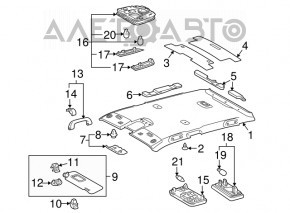 Обшивка потолка Toyota Prius 30 10-15 серая без люка