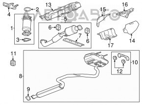 Silencer spate cu baie Chevrolet Malibu 13-15 hibrid sub 1 teava, ruginit, suruburile taiate, indoit