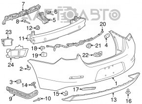 Bara spate goală Chevrolet Malibu 13-15 grafit, zdrobită, prindere ruptă.