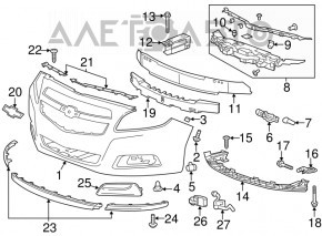 Бампер передний голый Chevrolet Malibu 13 дорест