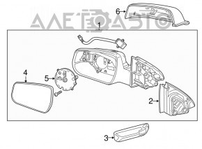 Oglindă laterală stângă Chevrolet Malibu 13-15, 5 pini, grafit