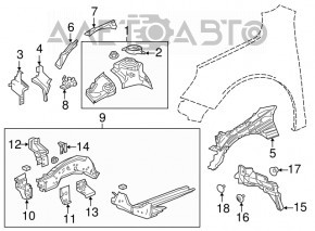 Partea din față stânga Chevrolet Malibu 13-15, culoare grafit.