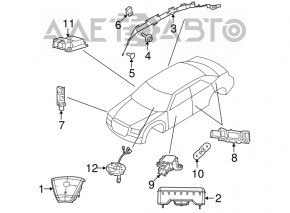 Airbagul de siguranță din volanul șoferului pentru Dodge Challenger 15-19, negru.