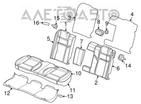 Задний ряд сидений 2 ряд Dodge Challenger 09- тряпка черн, под химч, выгорела ткань