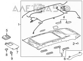 Acoperirea tavanului pentru Toyota Highlander 14-16 gri, sub trapă.