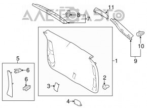 Capacul portbagajului Toyota Highlander 14-19 negru, uzat.