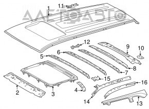 Geam asamblat Toyota Highlander 14-19, perdea gri.