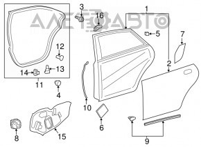 Ușa din spate dreapta asamblată Lexus ES300h ES350 13-18 hibrid, fără cheie, albastru 8V3, maner