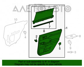 Capacul usii spate stanga Toyota Highlander 14-16 cu perdea, bej, uzata.