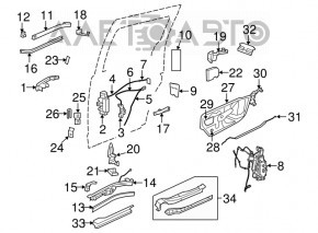 Buclele ușii din spate stânga sus Dodge Grand Caravan 11-20