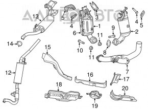 Colector de evacuare spate cu catalizator pentru Dodge Grand Caravan 11-20.