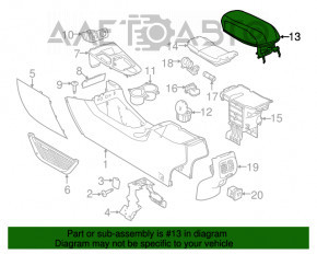 Brațul de cot Jeep Cherokee KL 14-18 piele neagră, cusătură roșie, Trailhawk, zgârieturi