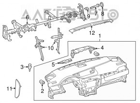 Panoul frontal cu AIRBAG pentru Lexus ES300h ES350 13-18, negru cu inserții bej.