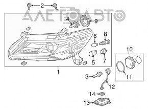 Far stânga față asamblată Acura ILX 13-15 pre-restilizare, xenon, necesită polizare.