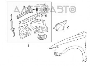 Partea din față stânga Lexus ES300h ES350 13-18 roșie.