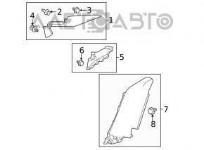 Capacul spate al stâlpului drept inferior Honda Civic X FC 16-21 4d gri închis, zgârieturi