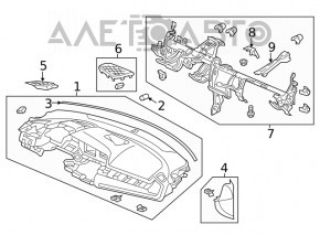 Panoul frontal cu AIRBAG pentru Honda Civic X FC 16-21, negru, cu capacul uzat.