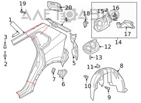 Aripa spate stânga VW Tiguan 18- long, neagră