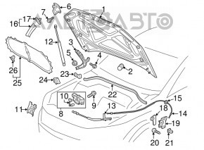 Capota goală VW Passat b8 16-19 SUA argintie 8E/A7W, cleme