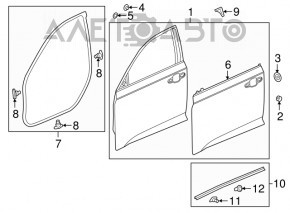 Дверь голая передняя левая Honda Accord 18-22