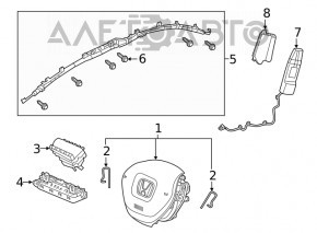 Подушка безопасности airbag в руль водительская Honda Accord 18-22