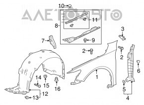 Aripa din față stânga Honda Accord 18-22 argintiu NH830M, cleme