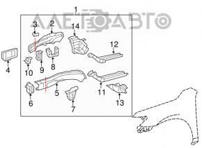 Partea din față stânga Toyota Camry v50 12-14 SUA, argintiu cu stâlp central.