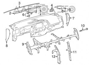 Torpedo panoul frontal fără AIRBAG Toyota Highlander 14-19 negru, lovit.