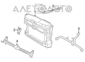 Televizorul panoului de radiator VW Jetta 11-18 SUA 2.0, 2.5, 1.8 nu are fragment.