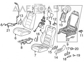 Scaun șofer Honda Accord 18-22 fără airbag, electric, material textil negru