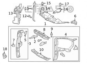 Deflectorul radiatorului stânga Toyota Highlander 14-16 2.7, 3.5 rupt de fixare