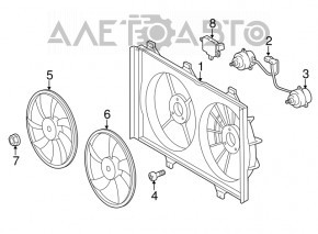 Difuzorul capacului radiatorului gol Toyota Highlander 14-19 3.5 pentru motoarele mici