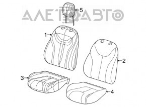 Пассажирское сидение Dodge Dart 13-16 SXT без airbag, тряпка черн