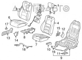 Scaun de pasager pentru Honda Accord 18-22 fără airbag, manual, material textil gri, nevoie de curățare.