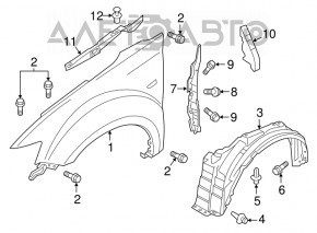 Garnitură aripă capotă - aripă dreapta Mitsubishi Outlander 16-21, nou, original OEM