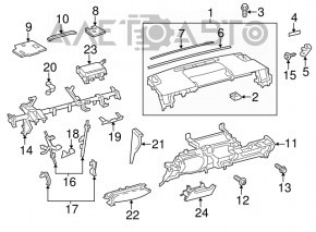 Panoul frontal superior al torpilei fără AIRBAG Toyota Prius V 12-17 negru, vizorul este uzat.