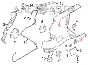 Capacul aripii spate stânga pentru Nissan Rogue 14-20.