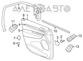 Capacul ușii cartela frontală dreapta Jeep Grand Cherokee WK2 14-16 negru, cu iluminare