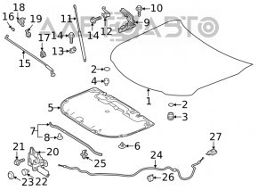 Capota goală Toyota Camry v70 18- aluminiu, grafit 1H1