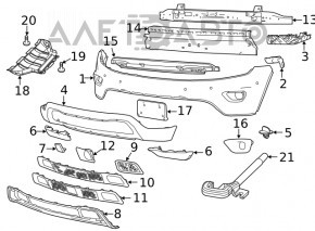 Bară față goală, partea de jos sub protecție pentru Jeep Grand Cherokee WK2 14-16, nou, neoriginal, SIGNEDA.