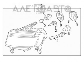 Far stânga față goală Jeep Grand Cherokee WK2 14-15 halogen luminos