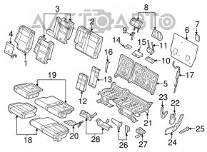 Rândul din spate al scaunelor, al doilea rând Jeep Grand Cherokee WK2 14-16, material textil negru.