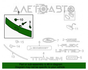 Capac portbagaj cu emblema Ford Flex 13-19 pentru camera, argintiu.