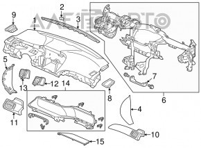 Торпедо передняя панель без AIRBAG Honda Accord 13-17 черн, стрельнувший AIRBAG