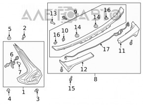 Lampa dreapta Mitsubishi Eclipse Cross 18 - corpul este spart, geamul este spart, crăpături, suportul este rupt.