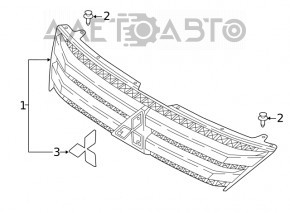 Решетка радиатора grill Mitsubishi Eclipse Cross 18- с эмблемой, черн