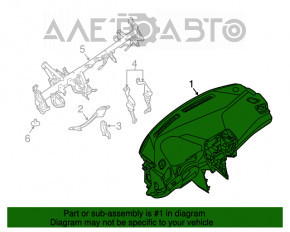 Торпедо передняя панель без AIRBAG Nissan Maxima A36 16- черн S, SV, SL, Platinum, слом креп, тычка