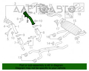 Tubul de admisie cu catalizator stânga primul Porsche Cayenne 958 11-17 4.8 Turbo