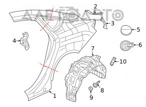 Aripa spate stânga Chrysler 200 15-17 gri.